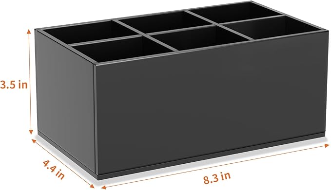 Black Makeup Brush Holder Organizer Acrylic 6-Slots Cosmetic Brushes Storage Organizer for Vanity Countertop