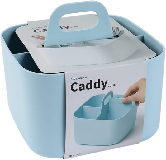 BLUE GINKGO Stackable Organizer Caddy, Square, Blue, Made in Korea | Portable. Adjustable. Home, Office & School Storage.