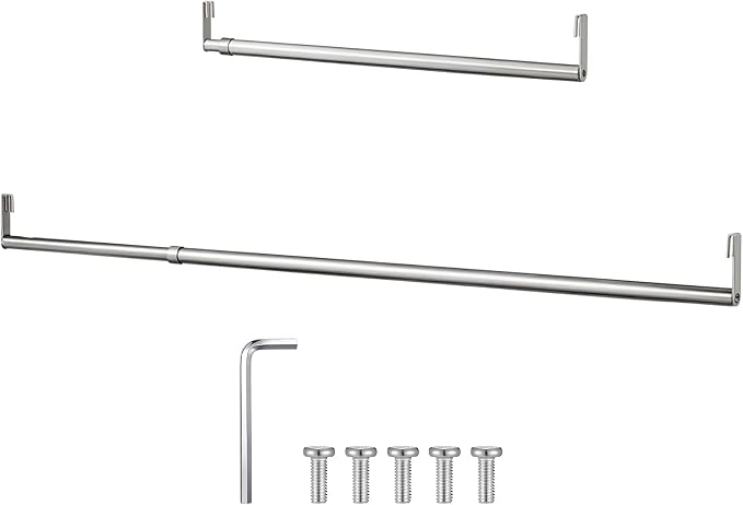 Expandable Closet Rod for Wire Shelf Hanging Clothes Adjustable Heavy Duty Closet Hanging Rod Extender Heavy Duty Hanger Bar Metal Poles for Wardrobes Hanger, 1 Pack(36-60 Inch,Silver)