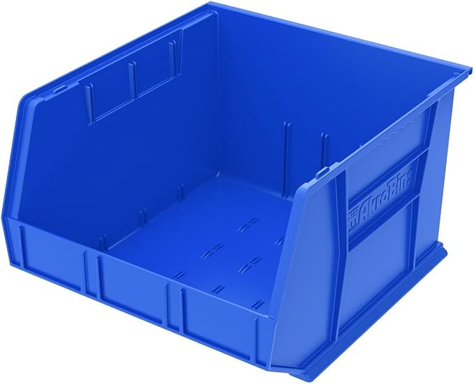 Akro-Mils 30270 AkroBins Plastic Storage Bins, 18"x16"x11", Blue, 3-Pack | Space-Saving Stackable Bins for Garage, Pantry, Craft Organization