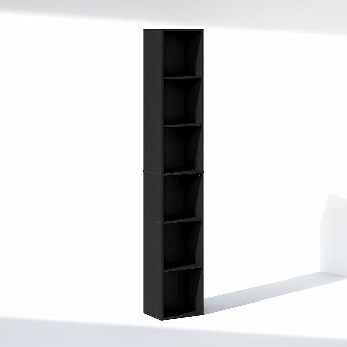 Furinno Cubicle 6-Tier Closet Organizers and Storage, Closet Organizer, Open Shelf Closet Storage, 21.1" W, for Wardrobe, Bedroom, Living Room, Blackwood