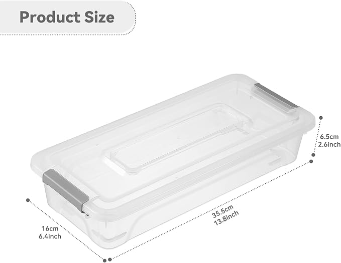 novelinks 4 Quart Clear Plastic Storage Containers with Lids (8 Pack) | Storage Bins with Lids, Stackable Small Clear Bins, Craft Storage Box, Paper Storage, Under Bed Storage Bins, Pencil Box
