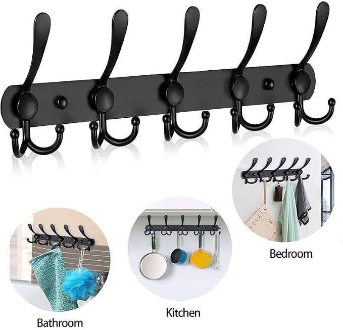 GlazieVault Coat Rack Wall Mount - Stainless Steel Coat Rack (2 Pack) - Heavy Duty Coat Hooks Wall Mounted - Hanger for Hat Towel Robes Jacket Clothes for Bathroom Entryway
