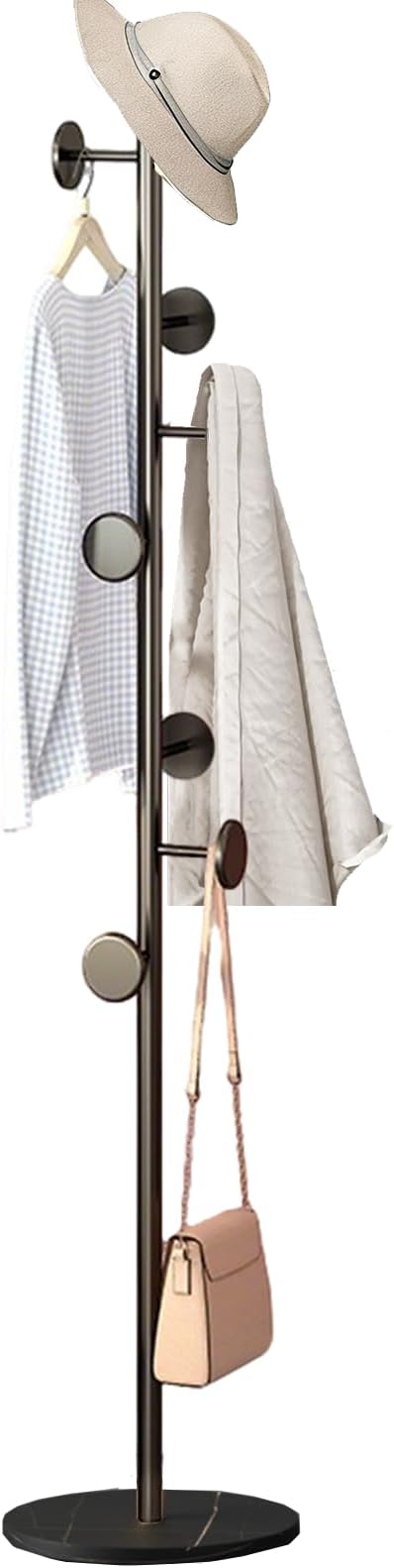 coat rack freestanding coat tree Marble base 3 height options metal coat rack jacket coat bag perchero heavy duty coat rack Available for hall office entryway black coat rack (black)