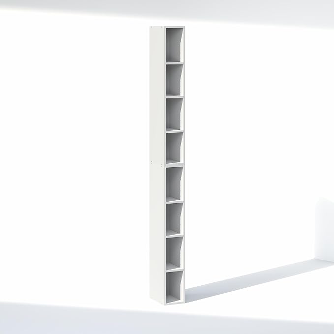Furinno Fulda 8-Tier Closet Organizers and Storage, Open Shelf, Storage Organizer, 6-Inch Width, for Closet, Bedroom, White