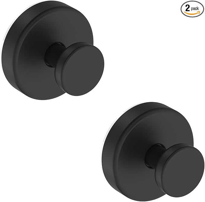 Bntuk Suction Cup Hooks for Shower, Removable Towel Hooks for Bathroom Window Glass Door Wall, Bath Robe Looafh Wreath Hook for Hanging - 2 Pack, Black | Glass Door Window, No Drill Robe Loofah Wreath Hook - 2 Pack, Black