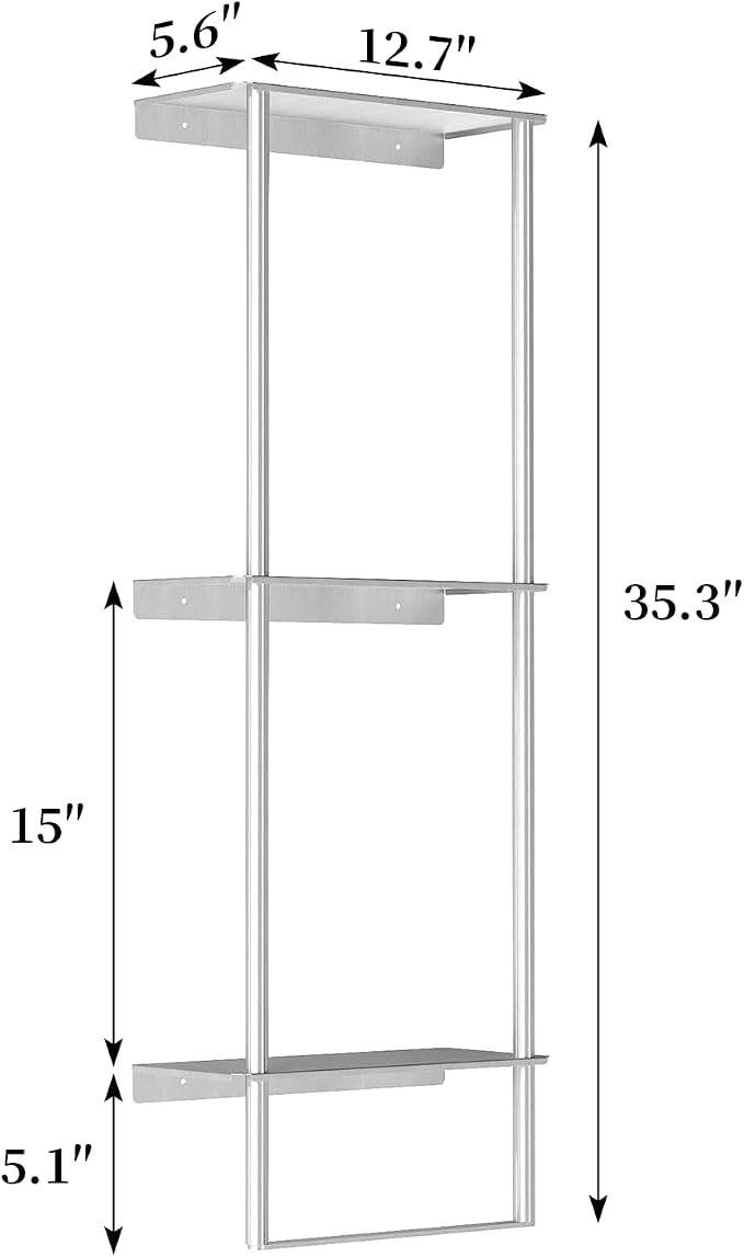 Bethom Towel Racks for Bathroom, 3Tier Towel Storage Rack, Brushed Nickel | Towel Rack for Bathroom with Shelf & Towel Bar, SUS304 Stainless Steel Rustproof, Easy to Install, Keeps Towels Tidy