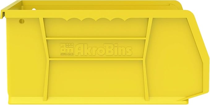 Akro-Mils 30235 AkroBins Plastic Storage Bins, 11"x11"x5", Yellow, 6-Pack | Space-Saving Stackable Bins for Garage, Pantry, Craft Organization