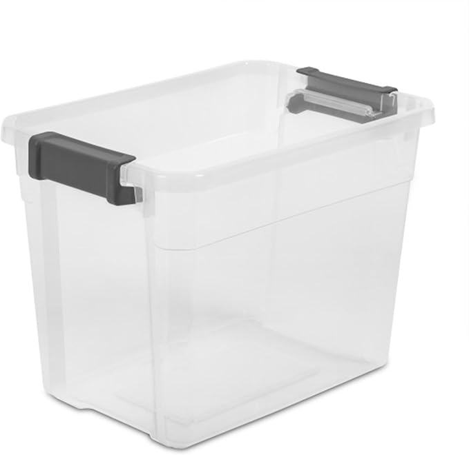 Sterilite Modular Stacker Box with Latching Lid, 30 Quart, 24-Pack | Clear Plastic Storage Bins - Stackable Organizing Container Boxes for Closet, Bathroom, and Office