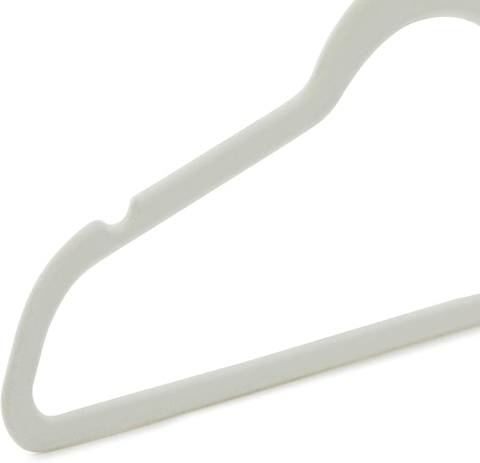 Amazon Basics Slim Velvet Non-Slip Space Saving Suit Clothes Hangers, Closet Organizer, Sturdy Construction, Ivory/Rose Gold, 50-Pack