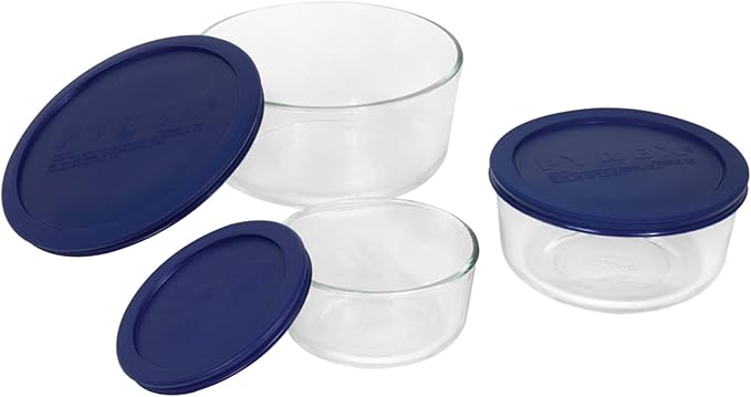 Pyrex Simply Store (3-Pack) Glass Food Storage Containers Set, (2, 4 & 7 Cup) Meal Prep Containers With Plastic BPA-Free Lids, Dishwasher & Microwave Safe