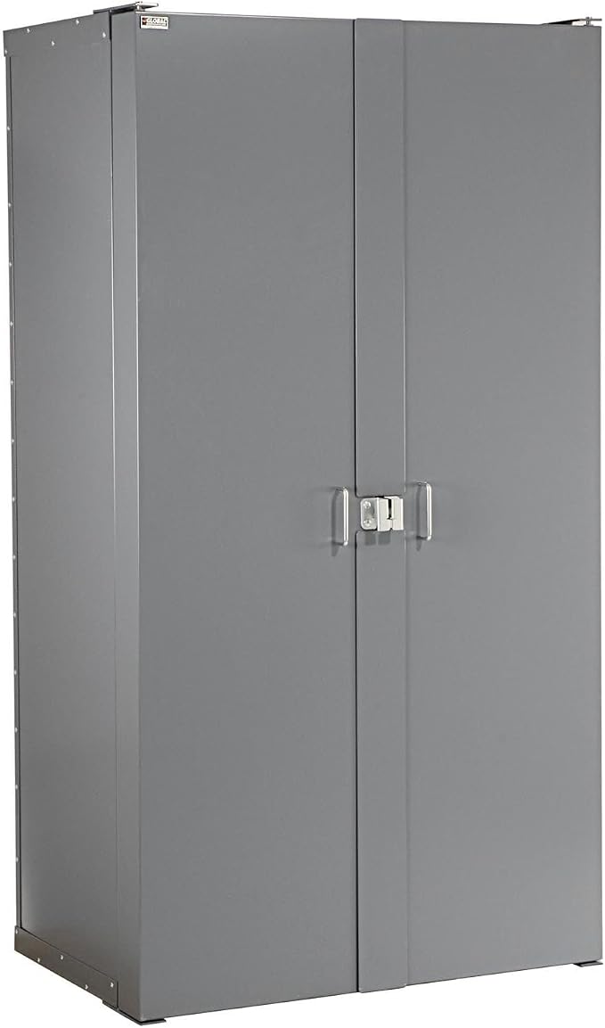 Global Industrial Storage Cabinet, Interior Shelving and Deep Pocket Door | 38"W x 24"D x 72"H, Gray, For Tool and Parts Storage, Assembly Required