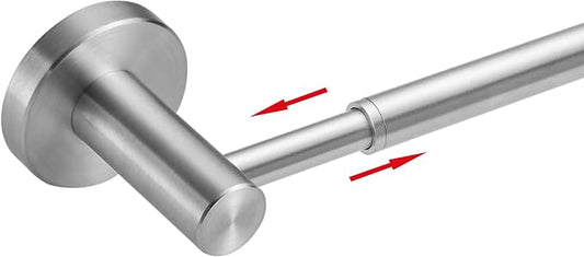 BESy Adjust Towel Bar Towel Racks for Bathroom Wall Mounted Brushed Nickel | Adjust 15" to 26" Rustproof, Stainless Steel Towel Holder, Wall Mounted for Bathroom Accessories, Heavy Duty, Space Saving