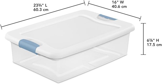 Sterilite Latching Box with Lids for Home and Office, 32 Quart, 18-Pack | Heavy-Duty and Stackable Plastic Containers with Latches for Closet, Cabinet, Bedroom, Bathroom and Dorm Room Organization