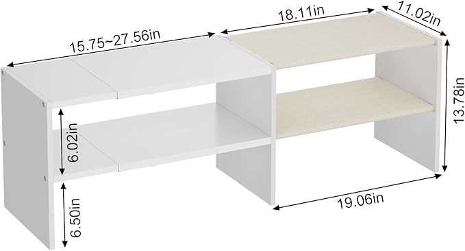 X-cosrack Long White 11.02″Shoe Rack for Closets, Stackable and Expandable Shoe Organizer, Suitable for Entryways, Garages, Storage Shelves Made of MDF, Oxford Cloth and Iron