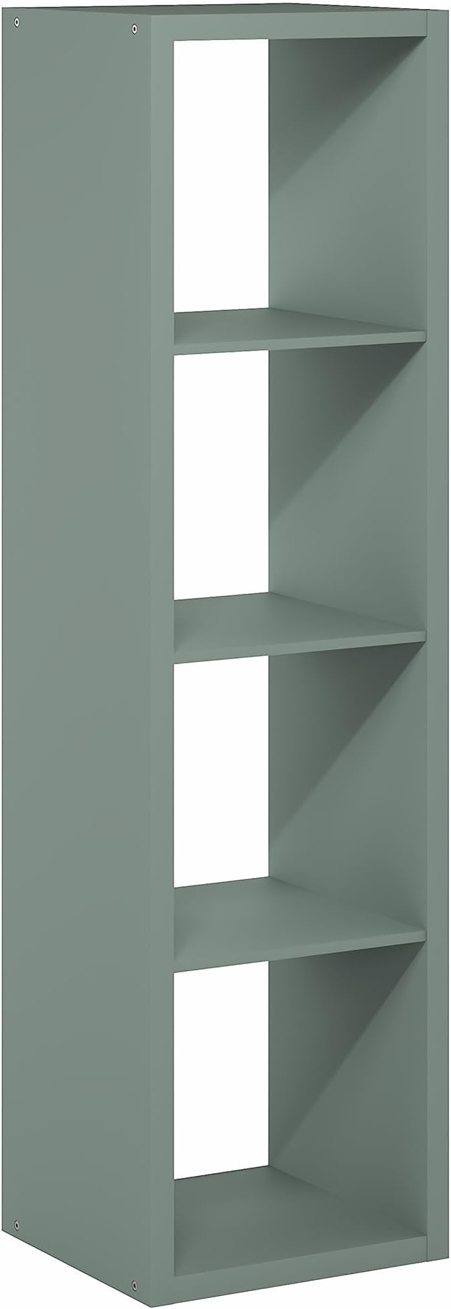 4-Cube Tall Cubicle Bookshelf, Cube Bookcase with Open Back, Reversible Book Shelf, Cube Storage Organizer, 15 x 16 x 58, for Living Room, Home Office, Sage Green
