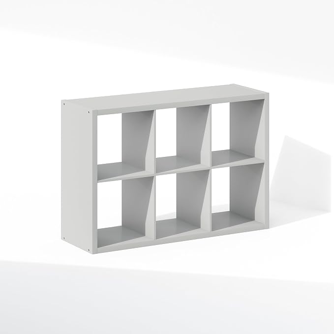 Furinno Cubic Extra Thick 6-Cube Closet Organizers and Storage, Light Grey | 14.6 x 30 x 44 in, Open Shelf Closet Storage, Closet Organizer, for Wardrobe, Bedroom, Living Room