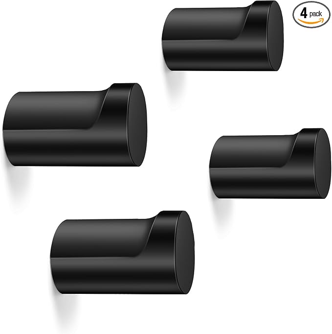 bsdonte Wood Wall Hooks, 4 Pack Black Decorative Coat Hooks Wall Mounted, Heavy Duty Entryway Hat Hooks Wall Hangers for Hanging Purse, Towels, Clothes, Backpack