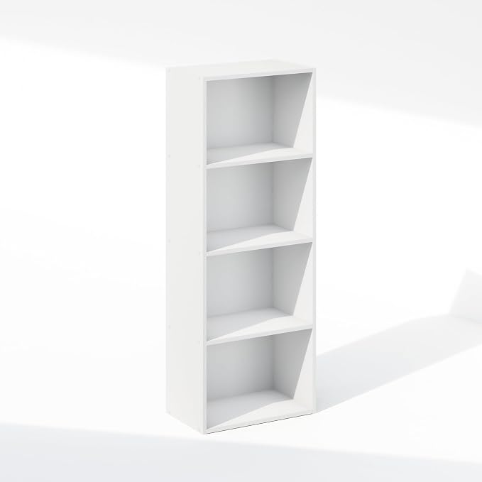 Furinno Reed Closet Organizers and Storage, 4-Tier Closet Organizer, Open Shelf Closet Storage, for Wardrobe, Bedroom, Living Room, White