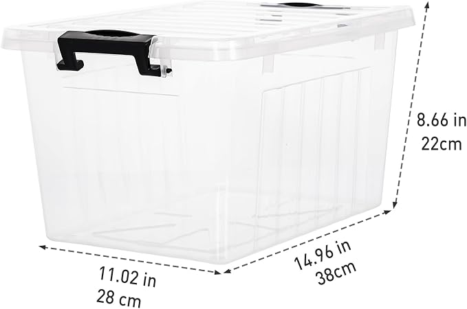 Citylife 22 Qt Plastic Storage Bins with Latching Lids 4 Packs | Stackable See-Through Craft Storage Box Latches Durable Containers Secure Pull Handle Organizing for Home Kitchen Pantry