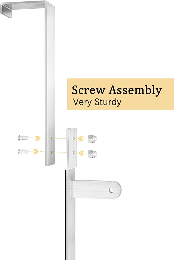 24Inch Brushed Nickel Over the Door Towel Rack, VOTZAAQ Stainless Steel Over Door Towel Holder, Door Towel Hanger with 3 Tier Towel Bars, Over Door Towel Storage for Bathroom