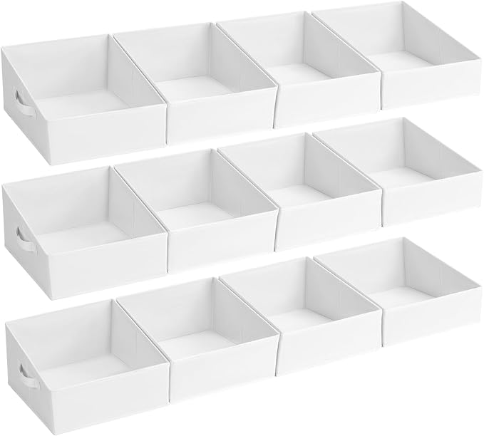 DIMJ Closet Storage Bins 12 Pack - Fabric Storage Baskets for Shelves, Collapsible Clothes Organizer with Handles, Trapezoid Shelf Organization Storage Cubes for Purse, Toys, Books, Towel, Clothes