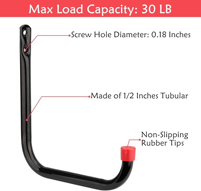 8 Pack Heavy Duty Garage Storage Utility Hooks, 6.7Inch Wall Hangers Ladder Hooks for Garden Tool, Bike, Chair, Hose, Outdoor or Indoor 6.7 x 6.7 x 0.5 inches