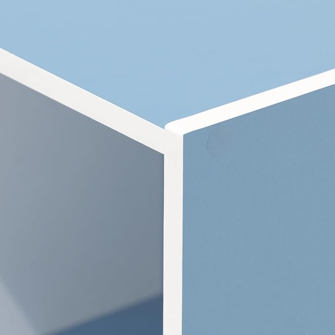 Furinno LUDER Book Shelf, 3-Cube Bookshelf, Bookcase with Open Shelves, 9.3 x 12 x 31.5, Easy Assembly, for Living Room, Bedroom, Home Office, White/Light Blue