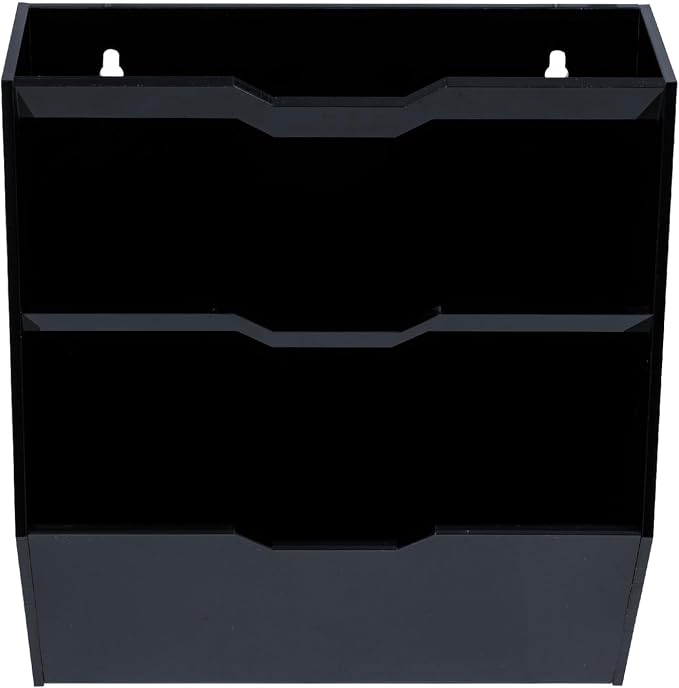 MyGift Wall Mounted 3 Tier Black Acrylic Letter Rack Mail Organizer, Office and Entryway Bills Postcards Brochure Holder Vertical Storage Rack