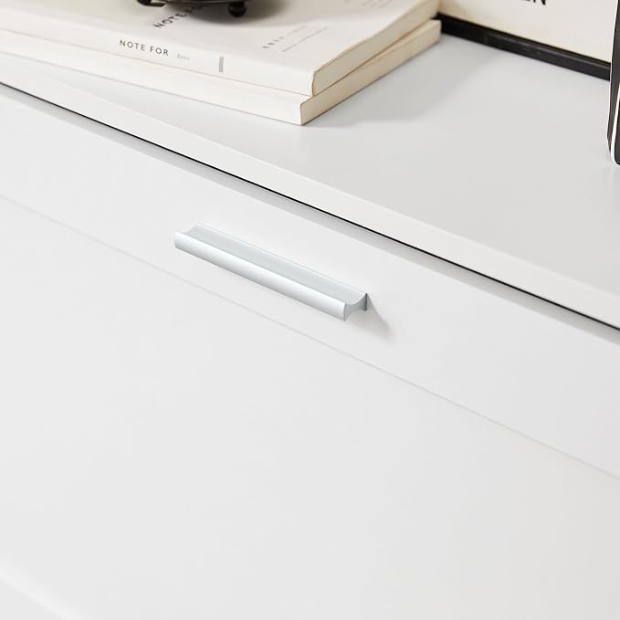 Hestiamo Entryway Flip Drawer Shoe Storage Cabinet, Narrow Size, White | 2-Tier Flip Drawer Shoe Cabinet With Dividers, Slim Freestanding Shoe Rack For Small Entryways, HUS-FSR137