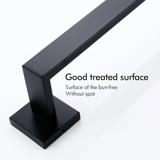 BANOLUX Towel Rack, 16-Inch Single Towel Bars for Bathroom, Towel Racks for Bathroom Wall Mounted SUS304 Stainless Steel Hand Towel Holder Heavy Duty, Matte Black Towel Bar 2 Pack, A7-TB-MB-16IN-2Pack
