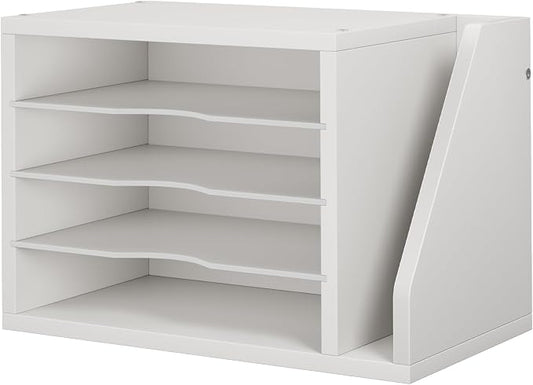 Creso hom Mail Sorter, File Organizer Desktop, Wood Desk Organizer with 3 Adjustable Shelves, Mail Holder for Office, Home, Letter Sorter File Holders for Envelopes, Mail Supplies Magazines, White | Mail Sorter, File Organizer Desktop, Mail Holder for ...
