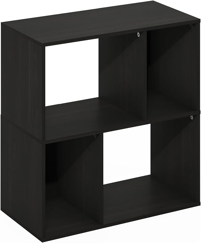 Furinno DALY Book Shelf, 4-Cube Bookshelf, Cube Storage Organizer Bookcase with Irregular Compartments, 11.7 x 23.6 x 24.7, for Living Room, Bedroom, Home Office, Espresso