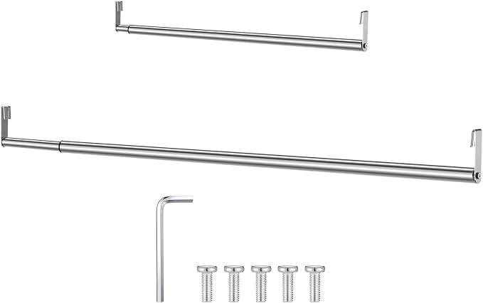 Expandable Closet Rod for Wire Shelf Hanging Clothes Adjustable Heavy Duty Closet Hanging Rod Extender Heavy Duty Hanger Bar Metal Poles for Wardrobes Hanger, 1 Pack (24-41 Inch,Silver)