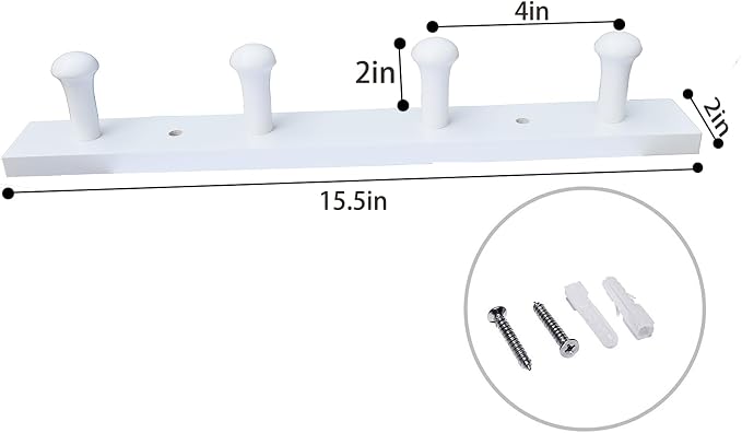 Wall-Mounted Hook Coat and Hat Rack | Decorative Household Items | Entrance | Foyer | Hallway | Bathroom | Bedroom (4 Hooks, White)