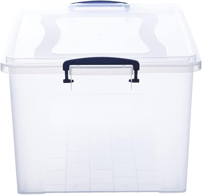Superio Storage Bins with Lids, Clear Plastic Containers for Organizing, Stackable Totes, BPA Free, Odor Free, Organizer Boxes for Home, and Dorm (4 Pack, 28.5 Qt)