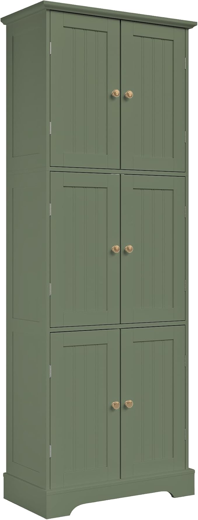 ChooChoo 63.2" Tall Bathroom Storage Cabinet with 6 Doors | Freestanding Floor Cabinet, Adjustable Shelves, Pantry Cabinet for Bathroom, Kitchen, Laundry Room, Green