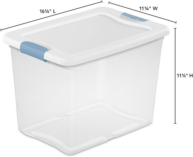 Sterilite 12-Pack Latching Box, Under Bed Storage Bins with Lids, Clear Plastic, 25 Quart - Heavy-Duty Organizing Containers for Closet, Bathroom, and Office | Heavy-Duty and Stackable Plastic Containers with Latches for Closet, Cabinet, Bedroom, Bathr...