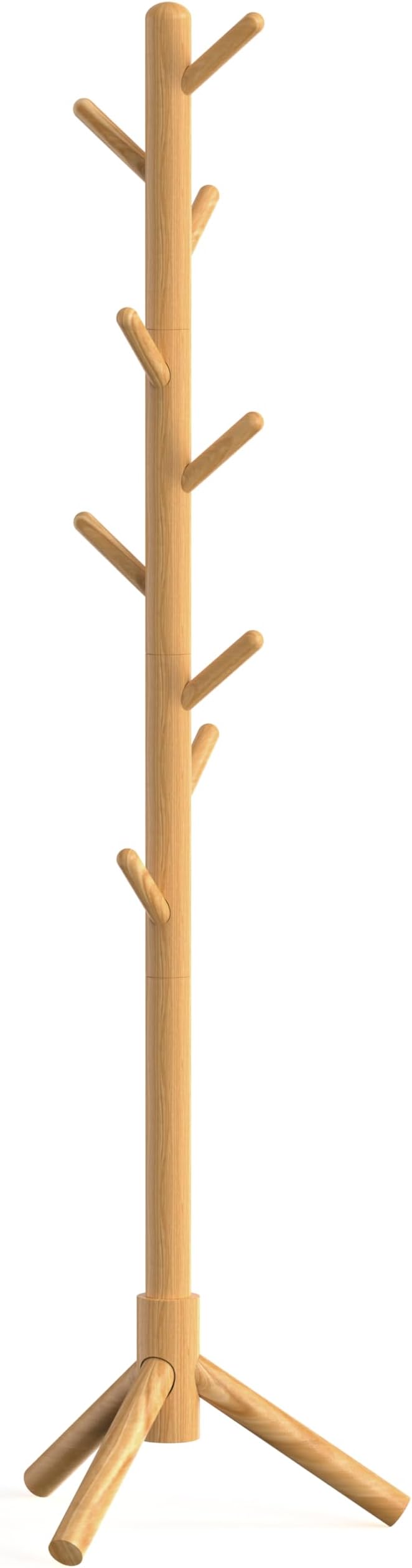 Simple Houseware Wooden Coat Rack Stand, Hall Tree with 9 Hooks, Oak | Adjustable Tree Rack for Entryway, Hallway, Bedroom, Office
