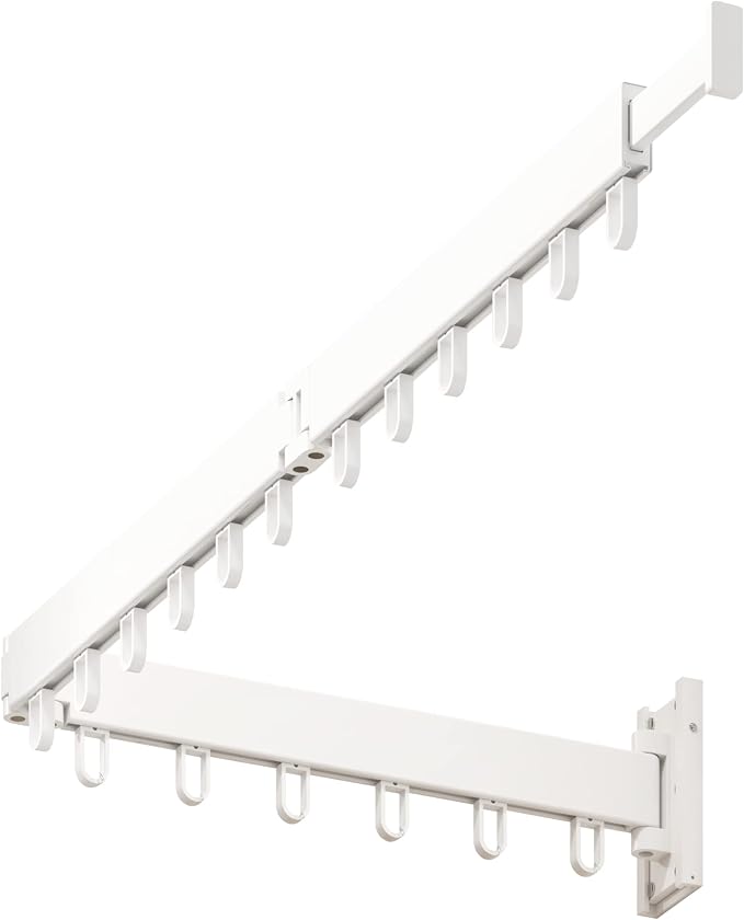 HEILAIYI Clothes Drying Rack,Laundry Drying Rack,Wall Mounted Clothes Rack,Laundry Rack Wall Mount,Folding Retractable Collapsible Drying Rack Clothing (Three-Poles,Loop Hooks,White)