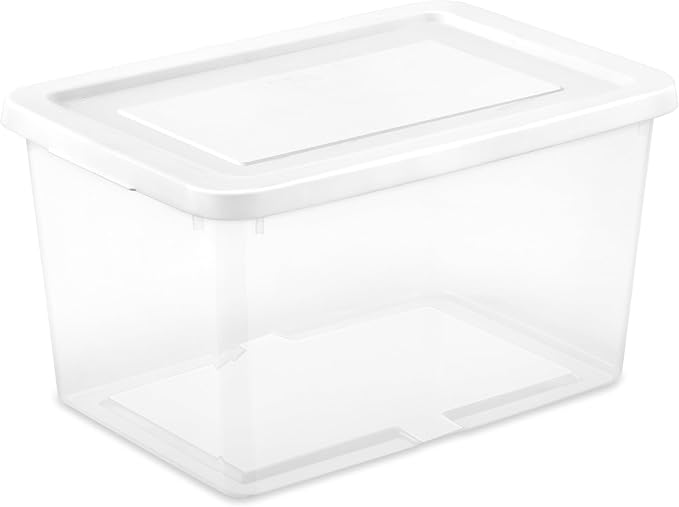 Sterilite Storage Box, Stackable Clear Plastic Bins, 20 Quart, 18-Pack | Heavy-Duty Organizing Containers with Snap-On Lids for Closet, Bathroom, and Office