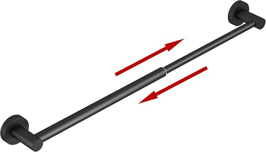 Towel Bar - Adjustable 304 Stainless Steel Towel Holder for Bathroom | Sturdy and Rustproof Wall Mounted Towel Rack for Bathroom Accessories(11.8inch-22.6inch) , Black