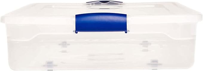 HOMZ 60 Quart Clear Plastic Underbed Storage Bins, Pack of 2 Large Organizer Containers with Secure Latching Lids, Easy Grip Handles and 4 Gliding Wheels, Stackable and Nestable