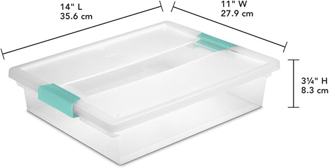 Sterilite Clip Box, Stackable Clear Plastic Bins- Large, 18-Pack | Storage Containers with Latching Lids for Writing, Arts or Crafts Supplies - Home, Office, Classroom & Workshop Organization