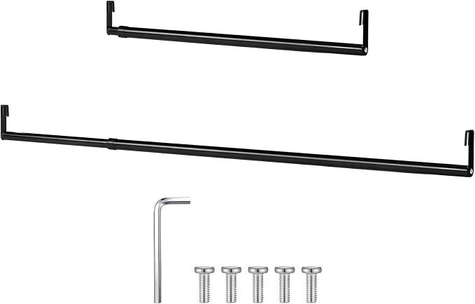 Expandable Closet Rod for Wire Shelf Hanging Clothes Adjustable Heavy Duty Closet Hanging Rod Extender Heavy Duty Hanger Bar Metal Poles for Wardrobes Hanger, 1 Pack(36-60 Inch,Black)