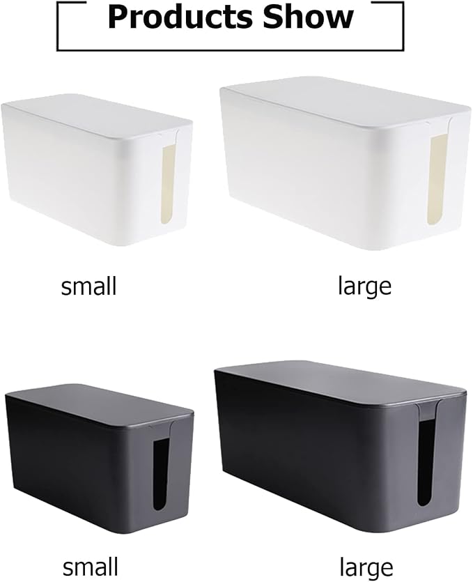 Cable Management Box,Cord Organizer Box for Home and Office System to Cover and Hide, Power Strips, Cords,Surge Protector (Small, White)