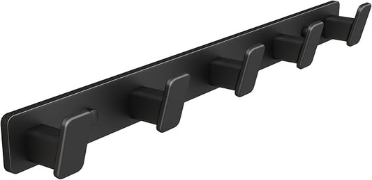 Black Wall Mount Coat Rack, 5 Wall Hooks For Hanging Key Holder Hat Hooks | Heavy Duty Door Hooks Coat Hooks Rack Wall Mounted for Entrance Robes, Bags, Keys, and Towels Bathroom Towel Hanger, 1 Pcs