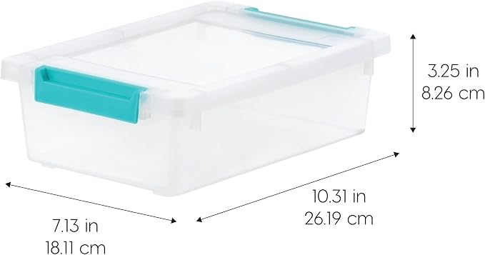 IRIS USA Storage Bins with Lids |Made in USA| 2 Qt - (6-Pack) - Clear | Sensory Craft Organizers, Plastic Clip Box Totes, Flat Containers for Organizing Paper, Office, Art & Study Supplies