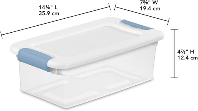 Sterilite Latching Box with Lids for Home and Office, 6 Quart, 36-Pack | Heavy-Duty and Stackable Plastic Containers with Latches for Closet, Cabinet, Bedroom, Bathroom and Dorm Room Organization