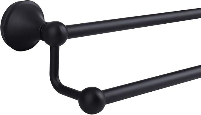 Antique 24 Inch Bathroom Double Towel Bar Matte Black,Towel Racks for Bathroom Wall Mounted,Bathroom Towel Holder Black,Two Towel Rod Hanger for Hotel
